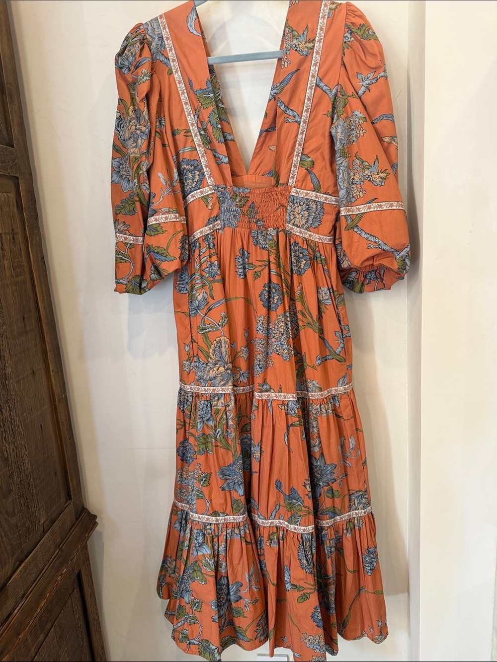 Love the Label V Neck Midi Puff Sleeve Dress - Picture 6 of 7